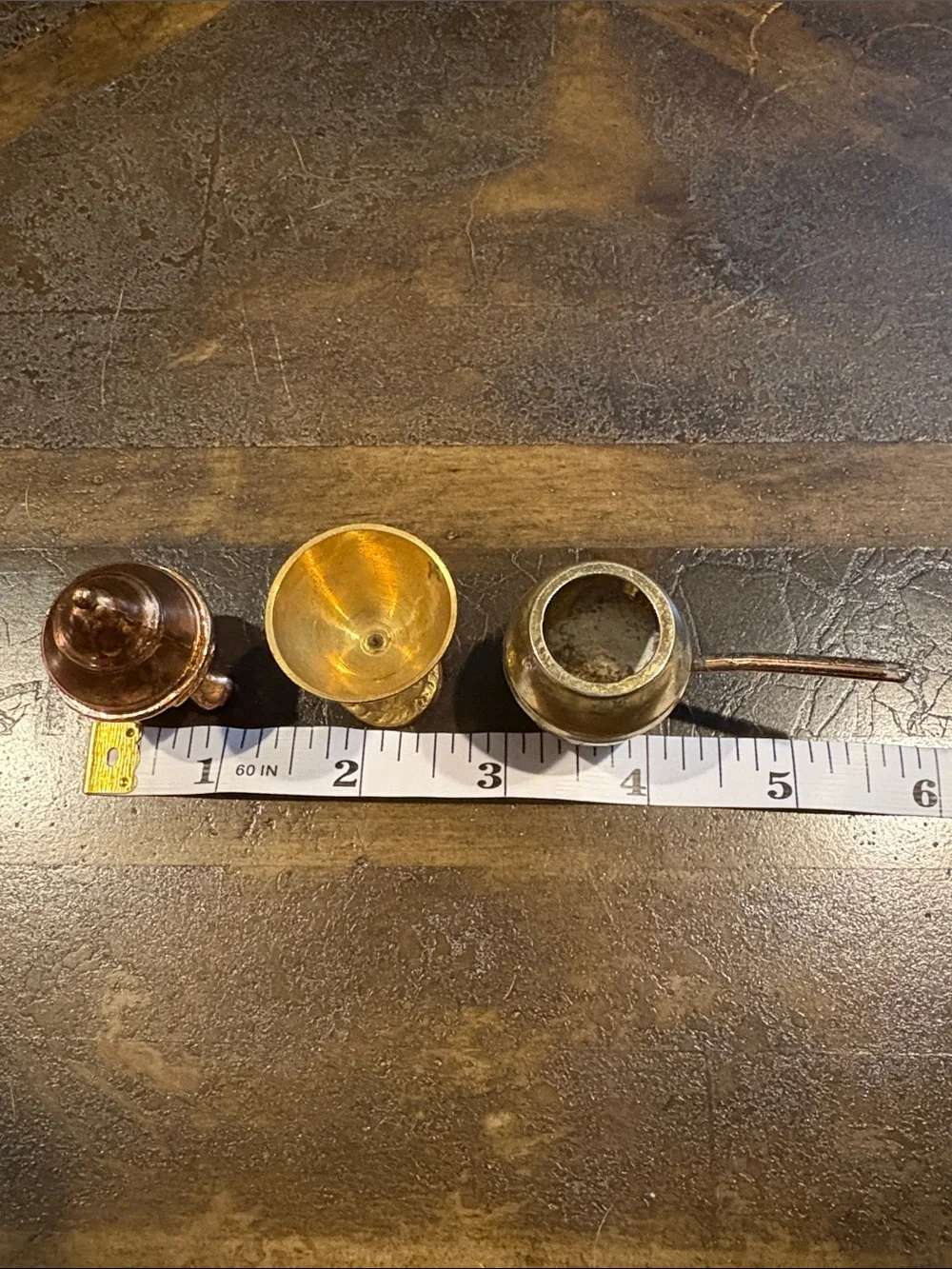 Vintage Brass Miniature Décor Trio - Gold & Copper Tones